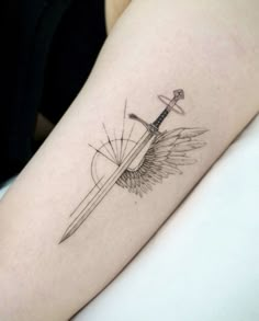 Angel Inspired Tattoo, Justice Tattoo For Women, Hip Tats, Wing Tattoos On Wrist, Angel Wing Tattoo, Tattoo Sonne, Shield Tattoo, Wing Tattoo Designs, Clever Tattoos