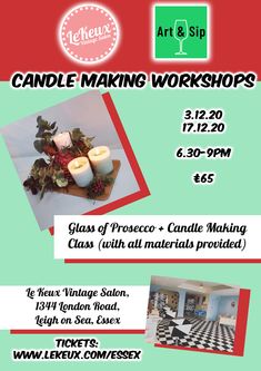 an advertisement for candle making workshop