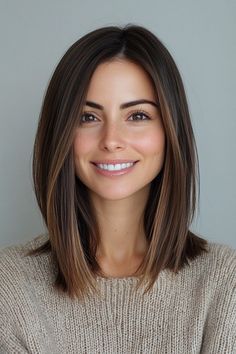 Haircut For Medium Length 2024, Passed Shoulder Length Hair, Long Haircut Straight Across, Lob Haircut For Fine Hair Straight, Lob Haircut Side Part Straight, New Haircut For Medium Hair, Textured Lob Haircut Mid Length Straight, Shoulder Length Hairstyles Straight Hair, Sleek Lob Haircut