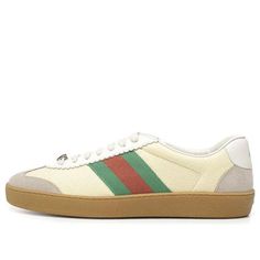 GUCCI G74 Web Small Bee Casual Shoes/Sneakers Yellow Green Red 624484-0PV20-9560 (SNKR/Skate/Men's) Designer Lace-up Sneakers With Vulcanized Sole, Cream Low-top Sneakers With Leather Sole, Luxury Low-top Sneakers With Branded Insole, Designer Low-top Sneakers With Contrast Sole, Designer Sneakers With Vulcanized White Sole, Gucci Luxury Sneakers With Contrast Sole, Classic Low-top Sneakers With Red Sole, Designer Low-top Cream Sneakers, Gucci Luxury Sneakers With Branded Insole