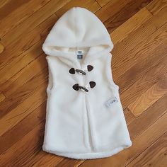 Girls Soft Cozy Vest - 100% Polyester Cute White Outerwear With Fleece Lining, Cute White Outerwear For Fall, Cute Warm White Outerwear, Cute Cream Winter Outerwear, Cozy Fit White Winter Outerwear, White Cozy Fit Winter Outerwear, White Cozy Fit Outerwear For Winter, Cozy White Cotton Outerwear, Cozy White Outerwear For Cold Weather