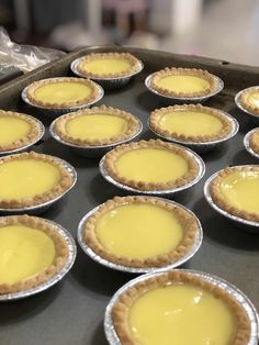 there are many pies in the pan ready to be baked