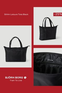 The Björn Borg Sthlm Leisure Tote is a stylish tote bag made from durable 100% polyester material. It has a zippered main compartment to hold everything in, two soft hand straps for easy carrying, and an open and zippered pocket inside. Dimensions: W44,5 cm, H37 cm, D13 cm * Durable material * Webbing in tonal logo print * Black trimmings and contrast bottom * Detachable and adjustable shoulder strap * Inside zippered pocket * Volume 22L City Tote Bag, Zippered Tote Bag, Stylish Tote Bag, Sport Tights, Zipper Tote Bag, Zippered Tote, Toiletry Bag Travel, Socks And Sandals, Black Beauty