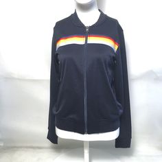 Very Cool Retro Looking Track Jacket Size Xs Retro Crew Neck Fall Outerwear, Retro Crew Neck Outerwear For Fall, Retro Cotton Track Jacket For Spring, Casual Navy Track Jacket, Navy Retro Top For Fall, American Eagle Jacket, Cropped Quarter Zip, Heavy Winter Coat, Oversized Jean Jacket