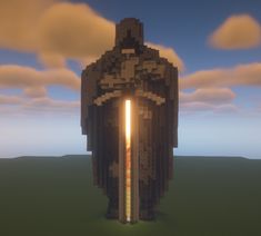 Built a statue of a knight in minecraft. Minecraft Anubis Statue, Guard Statue Minecraft, Minecraft Build Statue, Simple Minecraft Statues, Rat Statue Minecraft, Moon Statue Minecraft, Minecraft Mountain Statue, Minecraft Poseidon Statue, Minecraft Samurai Statue