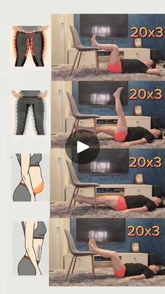 the woman is doing exercises on her stomach