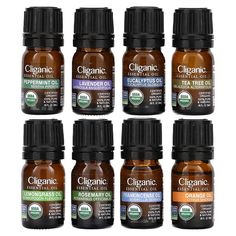 Cliganic, 100% Pure Essential Oil, Aromatherapy Set, 8 Piece Set Spiritual Oils, Lemongrass Oil, Frankincense Oil, Essential Oil Set, Amber Bottles, Eucalyptus Oil, Eucalyptus Essential Oil, Scented Oils, Organic Essential Oils