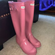 Baby Pink Hunter Rain Boots. Small Scuff On Right Boot(3rd Picture) 9/10 Condition. Limited Edition Color. Haven’t Been Worn In Over 2 Years. Comes With Original Box Short Black Rain Boots, Pink Weatherproof Rain Boots For Outdoor, Hunter Rain Boots Colorblock, Pink Rain Boots For Outdoor, Pink Hunter Rain Boots, Womens Hunter Boots, Hunter Boots Red, Tall Hunter Boots, Pink Rain Boots