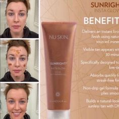 Nu Skin Nuskin Sunright Insta Glow Face Body Self Tanning Streakless Gel Lotion. Condition Is New. Nu Skin Sunright Insta Glow Face Body Tinted Self Tanning Gel 125ml (4.2 Fl Oz) 100% Authentic Want A Beautiful, Golden Glow All Year Round? No Matter The Season, You Can Give Your Skin An Instant, Sun-Kissed Finish With Sunright Insta Glowno Sun Required. Formulated For Face And Body, This Tinted Gel Builds Over Time, Giving You A Deeper, Natural-Looking Tan As It Fully Develops. Nuskin Products, Tanning Gel, Gradual Tanning Lotion, Spray Tan Solution, Tanning Bed Lotion, Body Suncare, Sunless Tanning Lotion, Firming Lotion, Glow Face