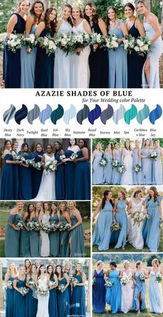 the azzie shades of blue for your bridesmaid's color palettes