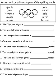 the olympic games worksheet is shown with two rings on top of each other