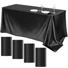 PRICES MAY VARY. Sufficient quantity: you will get 4 packs of black satin tablecloths, exquisite and elegant design, simple and stylish, which can add more design to your room, enhancing the decoration level of your house, the enough quantity can well meet your using needs Large size: the size of our black satin table covers are 102 x 58 inches/259 x 147 cm, which is large enough to decorate a table that can accommodate 10-12 persons; the elegant color will make the tablecloth more delicate, wit Banquet Table Decorations, Satin Tablecloth, Decoration For Wedding, Fabric Table, Banquet Party, Table Skirt, Wedding Banquet, Party Events, Banquet Tables