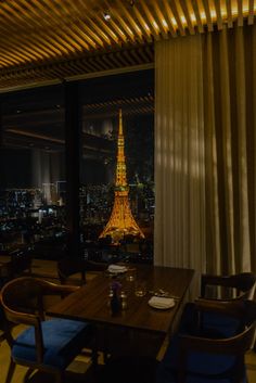 a restaurant with a view of the eiffel tower