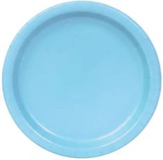 a blue paper plate on a white background