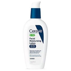 Developed with dermatologists, CeraVe PM Facial Moisturizing Lotion for Nighttime Use has an ultra lightweight, unique formula that moisturizes throughout the night and helps restore the protective skin barrier with three essential ceramides (1, 3, 6-II). The formula also contains hyaluronic acid to help retain skin's natural moisture and niacinamide to help calm skin. With ceramides 1, 3 and 6-II Hyaluronic acid to help retain skin's moisture Oil-free, Non-comedogenic Fragrance-free Gentle, non Perfume Versace, Best Night Cream, Moisturizer For Oily Skin, Moisturizing Lotion, Face Lotion, Facial Moisturizers, Best Moisturizer, Moisturizer For Dry Skin, Moisturizing Lotions