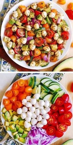 two plates filled with different types of vegetables