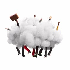 a group of people standing on top of a cloud