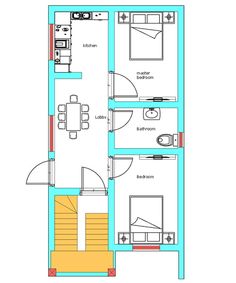 the floor plan for a small house with two floors and one bedroom on each side