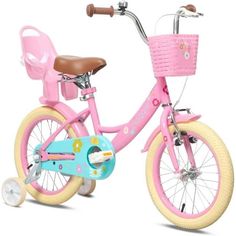 Glerc: Committed to the happy and healthy growth of children. Glerc Maggie 16 Inch Blue and Pink Girls Bike Ages 4 5 6 7 Years Old Kids Female Bicycle Princess Style with Doll-Seat & Basket & Training Wheels & Bell for Birthday. It's summer every day on the Maggie. The interesting design is carried throughout the basket, chainguard and custom saddle, bringing the joy of summertime to every two-wheel adventure! Size: 16 Inch with Training Wheels. Toddler Girl Bike, Basket Training, Bike With Training Wheels, Bike With Basket, Custom Saddle, Pink Bike, Packing Kids, Kids Bicycle, Bike Seat