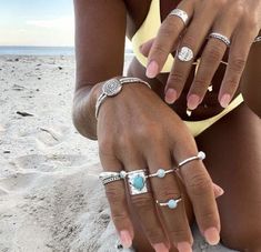 Beach Rings, Ring Stacks, Jeweled Shoes, Nail Ring, Pretty Jewelry, Summer Jewelry