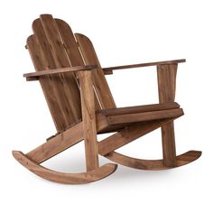 a wooden rocking chair on a white background