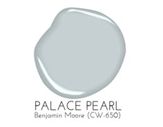 a white paint with the words palace pearl on it and an image of a light gray color