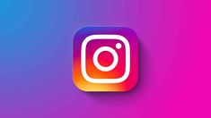 the instagram logo is shown on a purple and pink background with blue, red, and