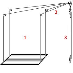 the diagram shows how to draw a suspended bed