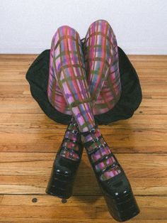 Hand-Dyed Plaid Tights – Infinite Fun Tights Outfit, Colorful Tights Outfit, Saltburn Outfits, Unique Tights, Candy Outfit, Fun Tights, Plaid Tights, Colorful Tights, Maximalist Outfits