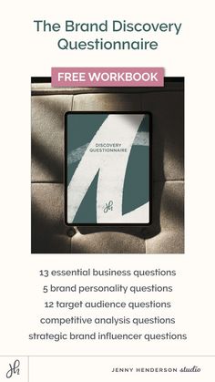 Free Brand Discovery Questions Workbook Digital Workbook, Brand Experience, Brand Story, Focus On Yourself, Brand Awareness, Target Audience