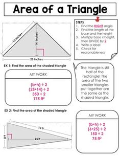 the area of a triangle worksheet for students to learn how to use it