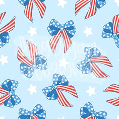 patriotic bows and stars on a blue background