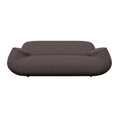 a gray couch sitting on top of a white floor