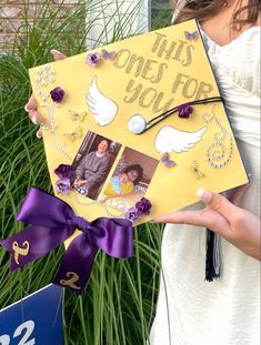 graduation cap decoration idea for one with passed family members. In Memory Cap Decoration Graduation, Grab Cap Ideas, Personalized Graduation Caps, Dedication Graduation Cap Ideas, Rip Mom Graduation Cap, Couple Graduation Caps