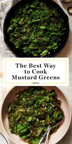 the best way to cook mustard and greens in a skillet is by using broccoli