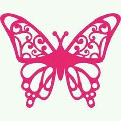 a pink butterfly cutout on a white background