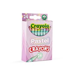 a box of crayola pasteed crayons in pink packaging on a white background