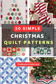 20 simple christmas quilt patterns with text overlay