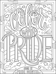 an adult coloring page with the words enjoy with pride