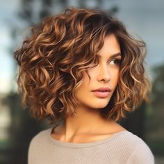 Curly Bob with Angular Layers Stacked Medium Length Hair, Naturally Wavy Bob, Layers Haircut, Shoulder Length Curly Hair, Medium Length Curly Hair, Hairstyle Short, 2023 Hair