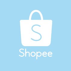 a white bag with the word shopee on it in front of a blue background