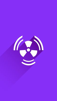 a purple background with a long shadow and a radioactive symbol in the center, on top of it