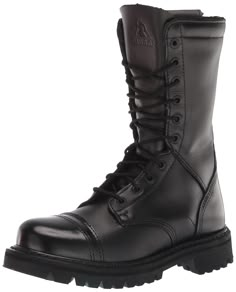 PRICES MAY VARY. Goodyear welt construction Full-grain water-resistant leather Contoured EVA insole Rubber Lug Outsole and Non-Metallic Stabilizer Side Zipper for Easy On and Off 80s Combat Boots, Boots Reference, Black Tactical Boots, Running Boots, Tactical Outfit, Shoe Reference, Black Army Boots, Boots For Work, Army Combat Boots