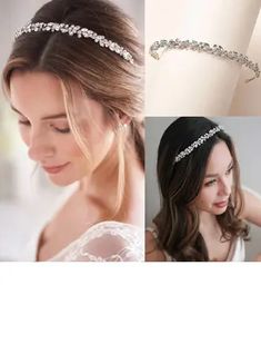 JJ's House Headbands Bridal  Bridesmaid 5.91\"(Approx.15cm) Wedding Hair Accessories 0.63\"(Approx.1.6cm) Alloy Rhinestone Headpieces. #JJ's House #Headbands #Bridal #Bridesmaid #Wedding #HairAccessories #Alloy #Rhinestone #Headpieces Wedding Headband With Rhinestones, Elegant Evening Headband With Rhinestones, Adjustable Rhinestone Headband For Wedding, Elegant Rhinestone Headband, Silver Rhinestone Headband, Tiara Headpieces, Wedding Hair Headband, Hair Accessories Wedding, Rhinestone Headpiece