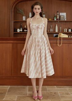 Materials: Shell: 100% Cotton Lining: 100% Cotton Features: Fish-bone hold Inverted pleated large hem Dreamy Cottagecore, Rose Corset, Cardigan Dress, Victorian Aesthetic, Beautiful Summer Dresses, Wool Clothing, Halter Style, Cheer Up, Corset Dress