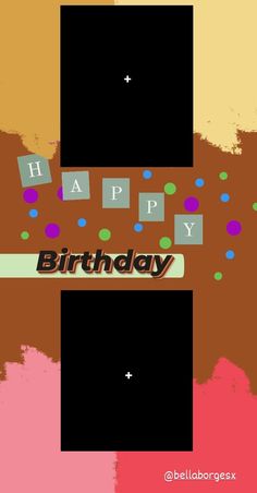 a birthday card with the words happy birthday on it and colorful dots in the background