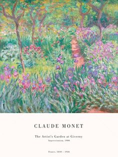 the cover of an art book with colorful flowers and trees in the background, which reads claudia monet