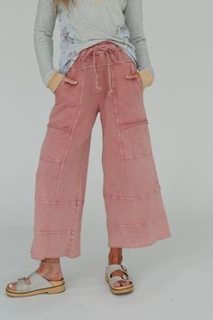 Lucky One Wide Leg Pant - Mauve | Three Bird Nest Cute And Comfortable Outfits, Fall Wide Leg Pants With Drawstring And Relaxed Fit, Relaxed Bottoms With Drawstring For Fall, Relaxed Fit Bottoms With Drawstring For Fall, Relaxed Drawstring Bottoms For Fall, Pink Relaxed Fit Cozy Pants, Relaxed Fit Cozy Pink Pants, Cozy Relaxed Fit Pink Pants, Spring Wide Leg Lounging Pants With Drawstring