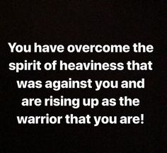 the words you have overcome the spirit of heaven that was against you and are rising up as the warrior that you are