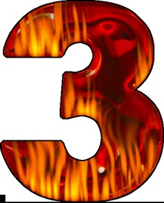 the number three is made up of flames